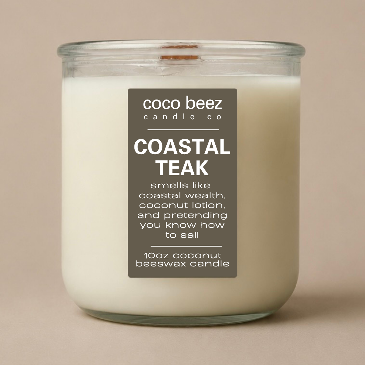 mahogany coconut teakwood candle called coastal teak
