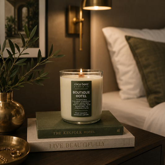 white tea , sage and ginger candle called Boutique Hotel