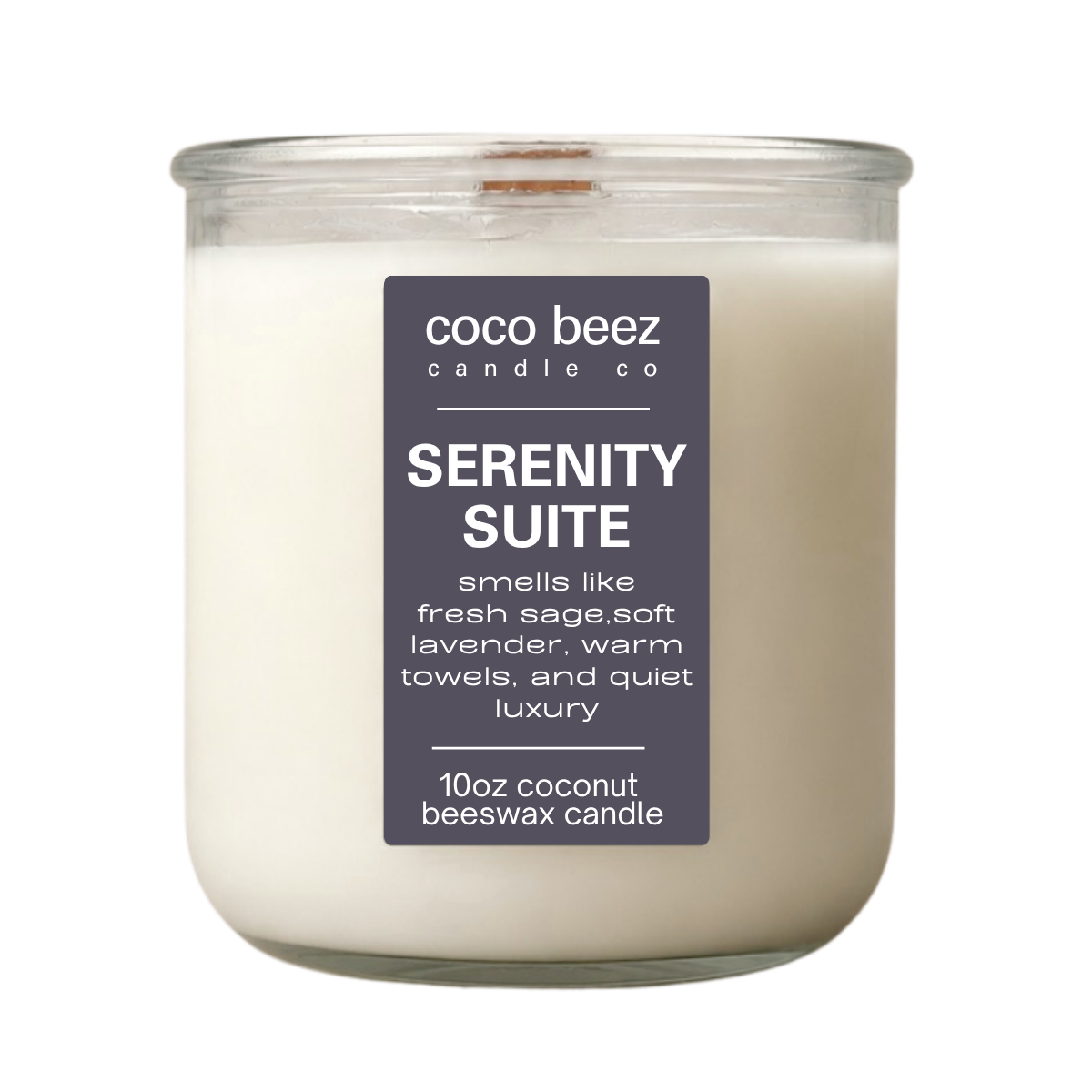 Lavender sage candle called Serenity Suite